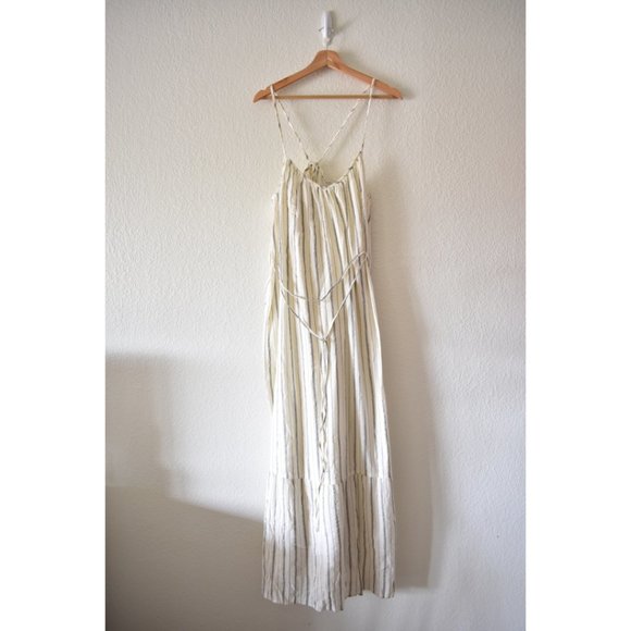 Loft Shimmer Stripe Tie Back Maxi Dress Whisper White - Picture 4 of 9